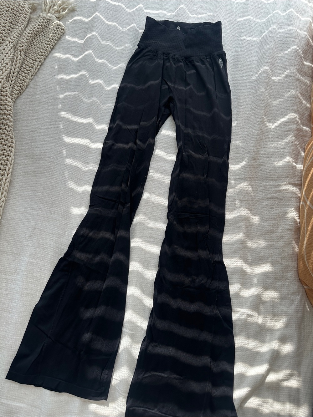 Free People Movement Black Flared Rib-Waist Yoga Pants